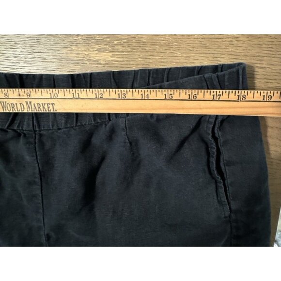 J Jill Love Linen Ankle Crop Pants Size Large TALL Black Elastic Waist Pockets - Picture 6 of 11